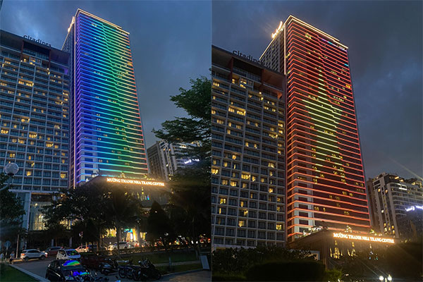Thi công led thanh, led pha trang trí toà nhà